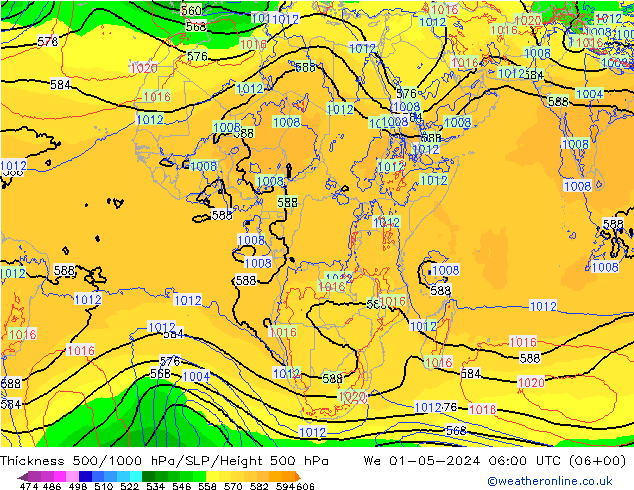 Thck 500-1000hPa ECMWF We 01.05.2024 06 UTC