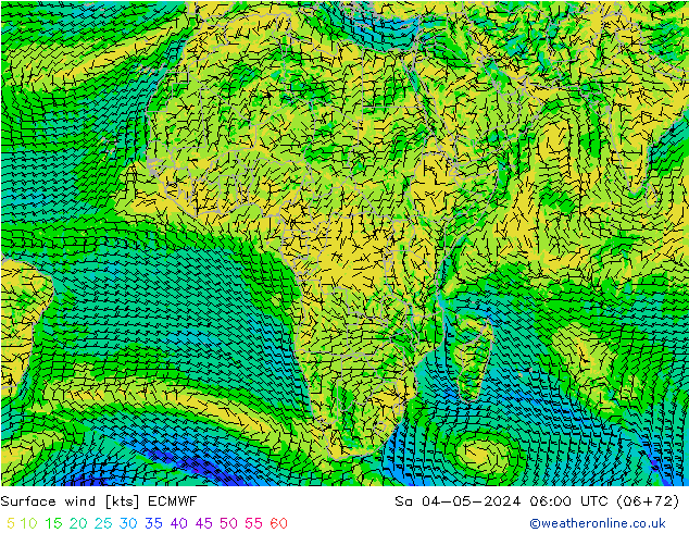 Surface wind ECMWF Sa 04.05.2024 06 UTC