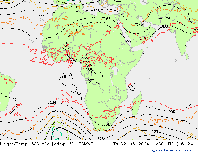 Z500/Rain (+SLP)/Z850 ECMWF gio 02.05.2024 06 UTC