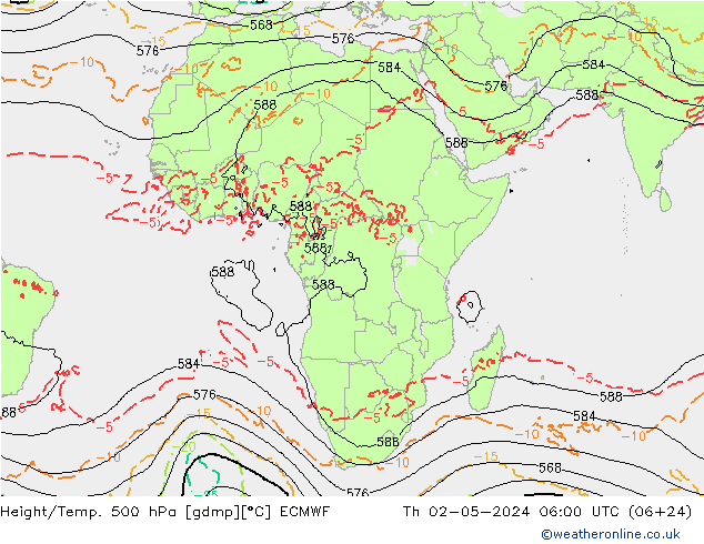 Height/Temp. 500 hPa ECMWF Th 02.05.2024 06 UTC