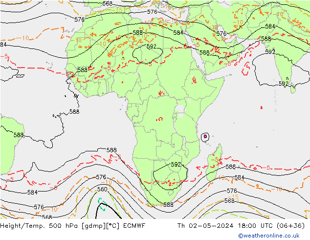 Z500/Rain (+SLP)/Z850 ECMWF Th 02.05.2024 18 UTC