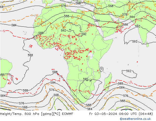 Z500/Yağmur (+YB)/Z850 ECMWF Cu 03.05.2024 06 UTC