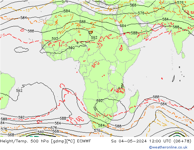 Z500/Rain (+SLP)/Z850 ECMWF sab 04.05.2024 12 UTC