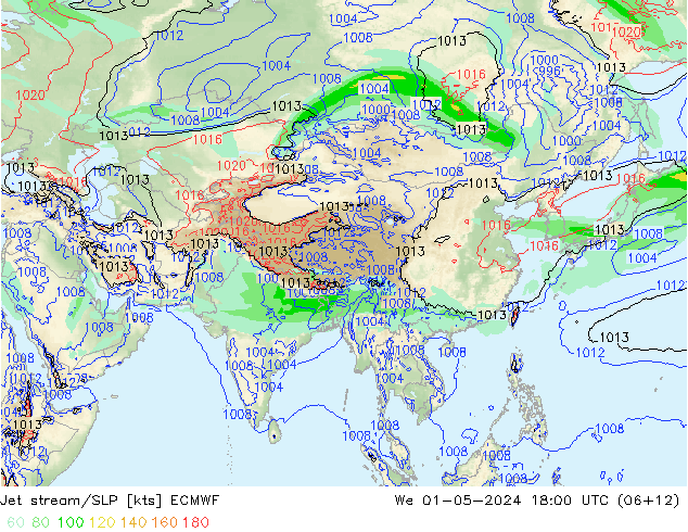 Corriente en chorro ECMWF mié 01.05.2024 18 UTC