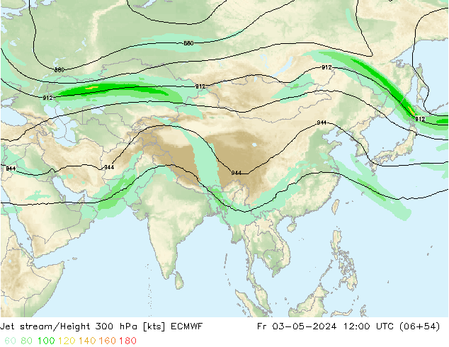 Jet stream/Height 300 hPa ECMWF Fr 03.05.2024 12 UTC