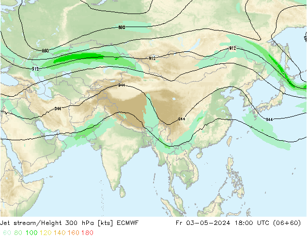 Jet stream/Height 300 hPa ECMWF Fr 03.05.2024 18 UTC