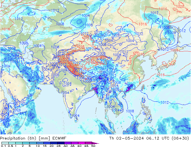 Z500/Rain (+SLP)/Z850 ECMWF чт 02.05.2024 12 UTC