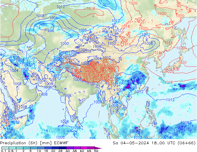 Precipitazione (6h) ECMWF sab 04.05.2024 00 UTC