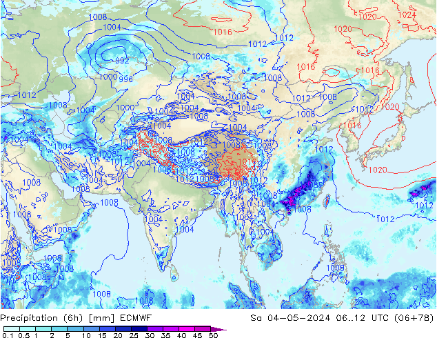 Precipitation (6h) ECMWF Sa 04.05.2024 12 UTC