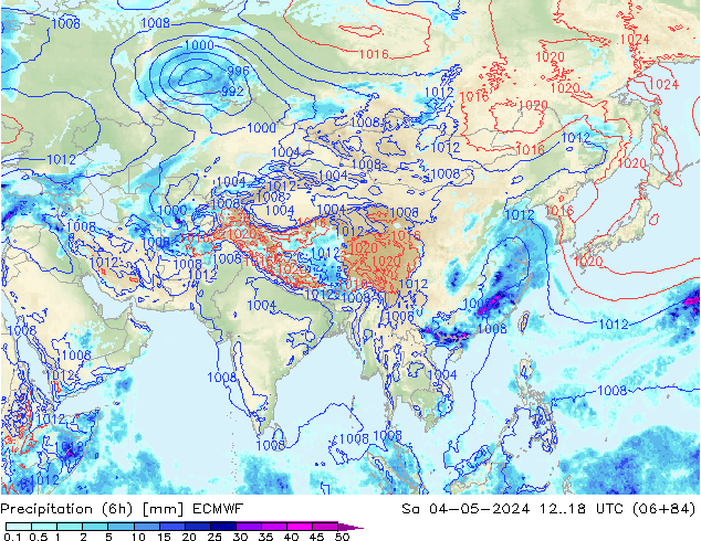 Precipitation (6h) ECMWF Sa 04.05.2024 18 UTC