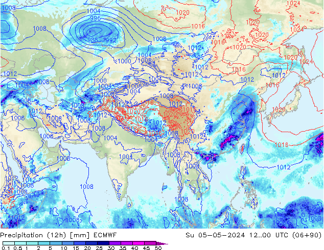 Precipitation (12h) ECMWF Ne 05.05.2024 00 UTC