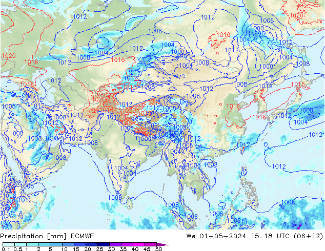 Precipitation ECMWF We 01.05.2024 18 UTC