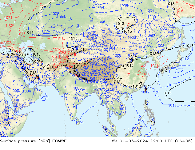 Surface pressure ECMWF We 01.05.2024 12 UTC