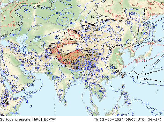 Surface pressure ECMWF Th 02.05.2024 09 UTC