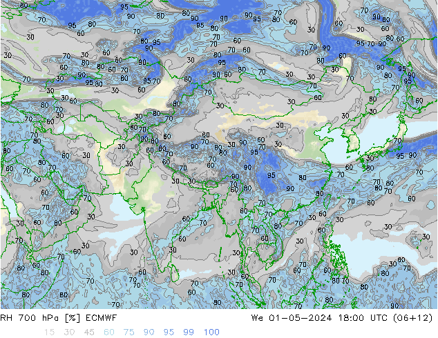 RH 700 hPa ECMWF We 01.05.2024 18 UTC