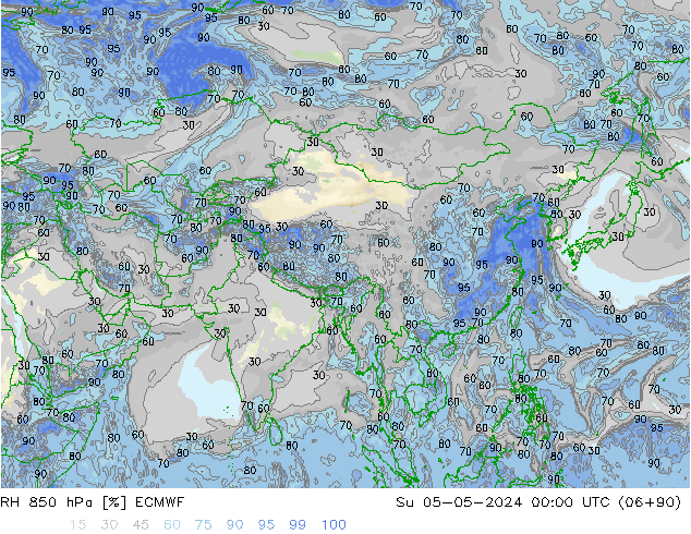 RH 850 hPa ECMWF  05.05.2024 00 UTC