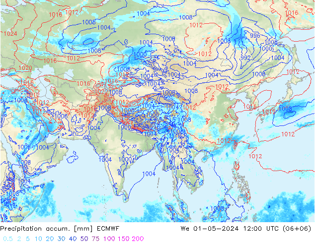 Precipitation accum. ECMWF We 01.05.2024 12 UTC