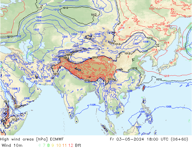 High wind areas ECMWF Fr 03.05.2024 18 UTC