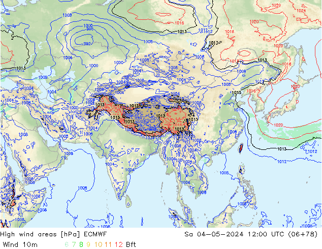 High wind areas ECMWF Sa 04.05.2024 12 UTC