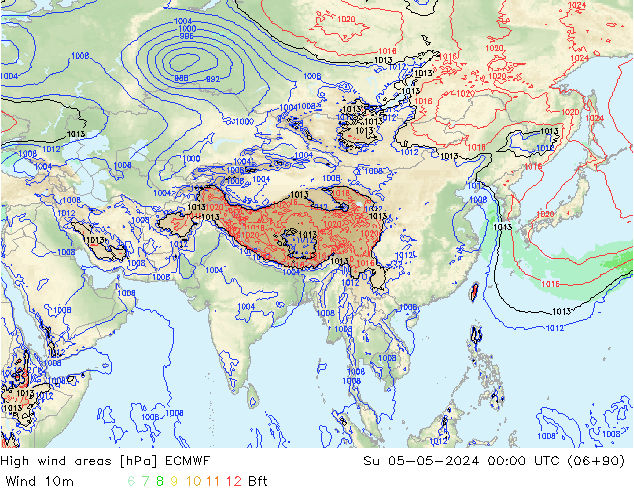 High wind areas ECMWF Su 05.05.2024 00 UTC