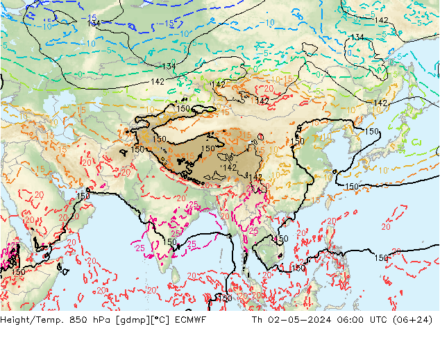 Z500/Yağmur (+YB)/Z850 ECMWF Per 02.05.2024 06 UTC