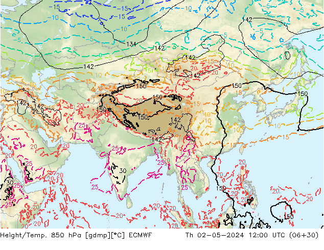 Z500/Rain (+SLP)/Z850 ECMWF чт 02.05.2024 12 UTC