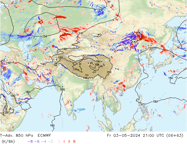 T-Adv. 850 hPa ECMWF Cu 03.05.2024 21 UTC