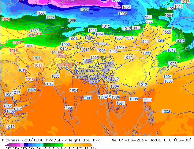 Thck 850-1000 hPa ECMWF We 01.05.2024 06 UTC