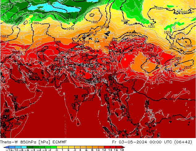 Theta-W 850hPa ECMWF  03.05.2024 00 UTC