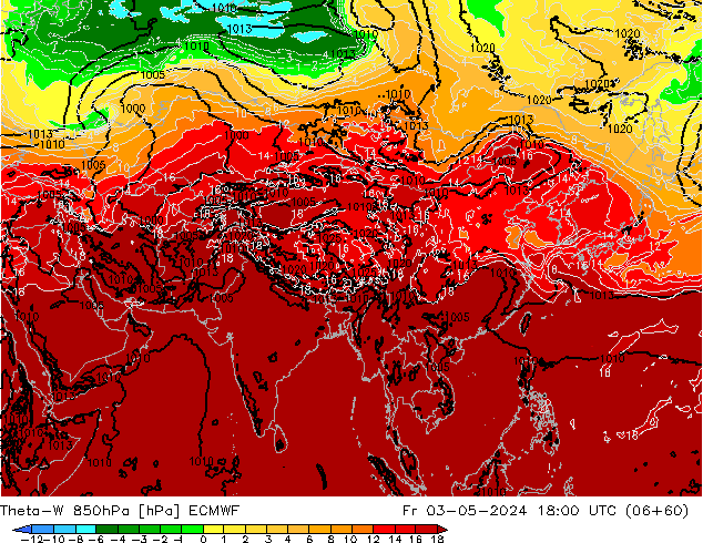 Theta-W 850hPa ECMWF Fr 03.05.2024 18 UTC