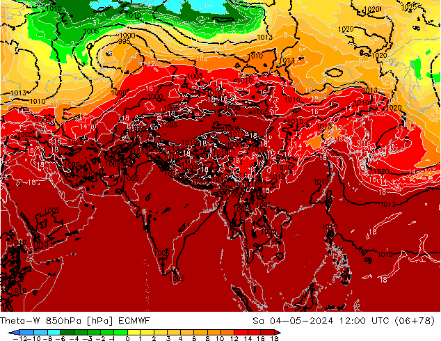 Theta-W 850hPa ECMWF Cts 04.05.2024 12 UTC