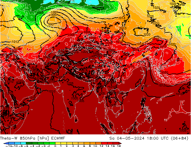 Theta-W 850hPa ECMWF Sáb 04.05.2024 18 UTC