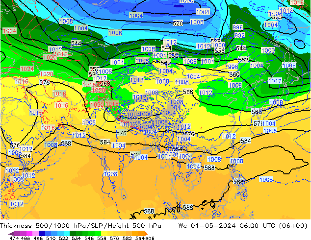 Thck 500-1000hPa ECMWF We 01.05.2024 06 UTC