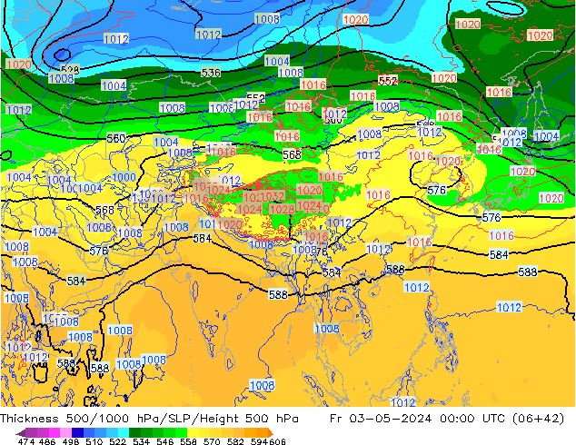 Thck 500-1000hPa ECMWF ven 03.05.2024 00 UTC