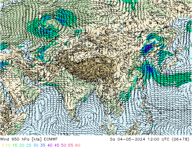 Vento 950 hPa ECMWF Sáb 04.05.2024 12 UTC