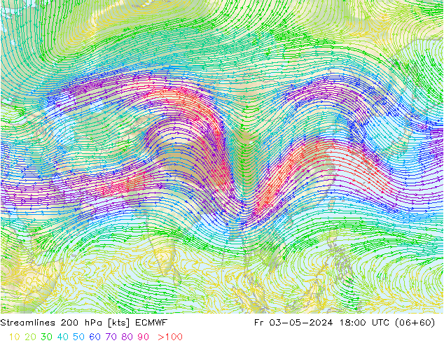 Streamlines 200 hPa ECMWF Fr 03.05.2024 18 UTC