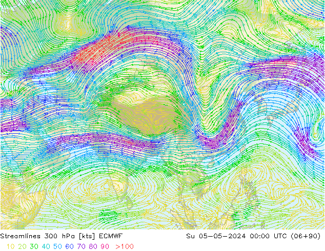 Streamlines 300 hPa ECMWF Su 05.05.2024 00 UTC