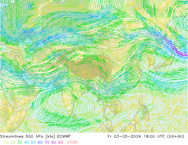 Línea de corriente 500 hPa ECMWF vie 03.05.2024 18 UTC