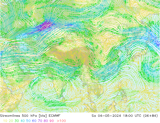 Streamlines 500 hPa ECMWF So 04.05.2024 18 UTC