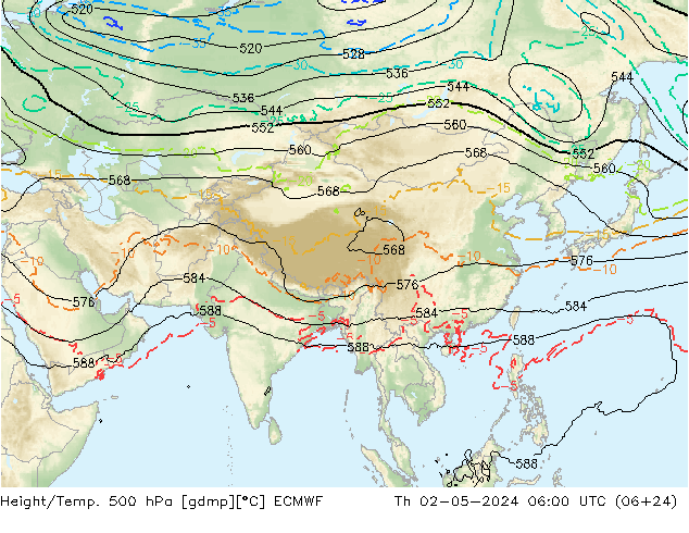 Z500/Yağmur (+YB)/Z850 ECMWF Per 02.05.2024 06 UTC