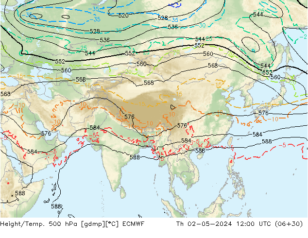 Z500/Rain (+SLP)/Z850 ECMWF чт 02.05.2024 12 UTC