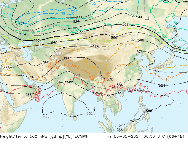 Z500/Rain (+SLP)/Z850 ECMWF ven 03.05.2024 06 UTC