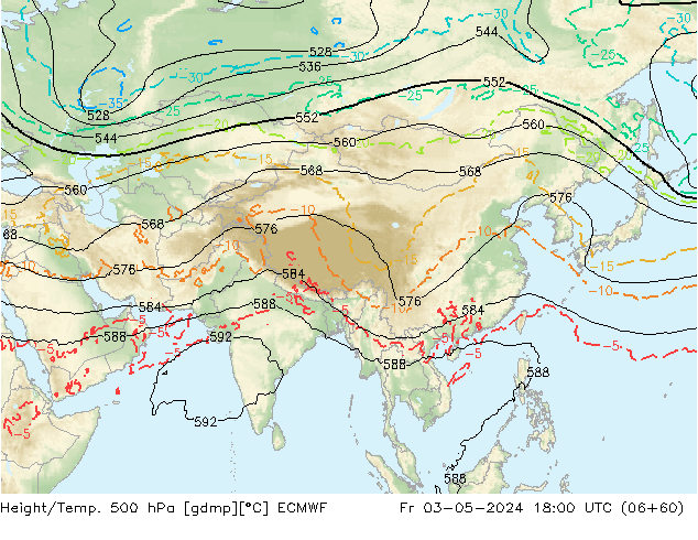 Height/Temp. 500 hPa ECMWF Fr 03.05.2024 18 UTC