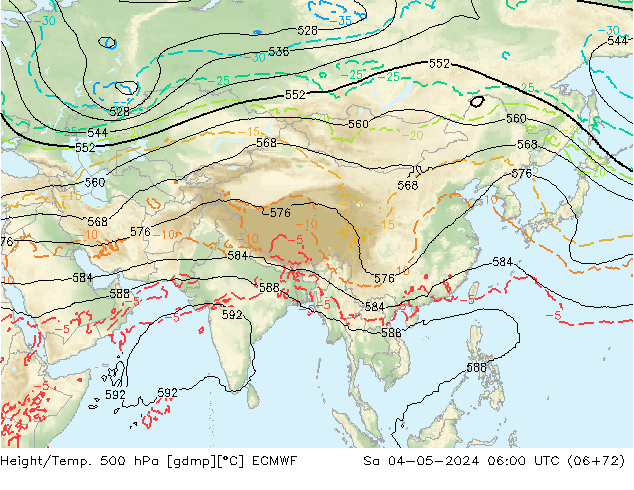 Z500/Rain (+SLP)/Z850 ECMWF sab 04.05.2024 06 UTC