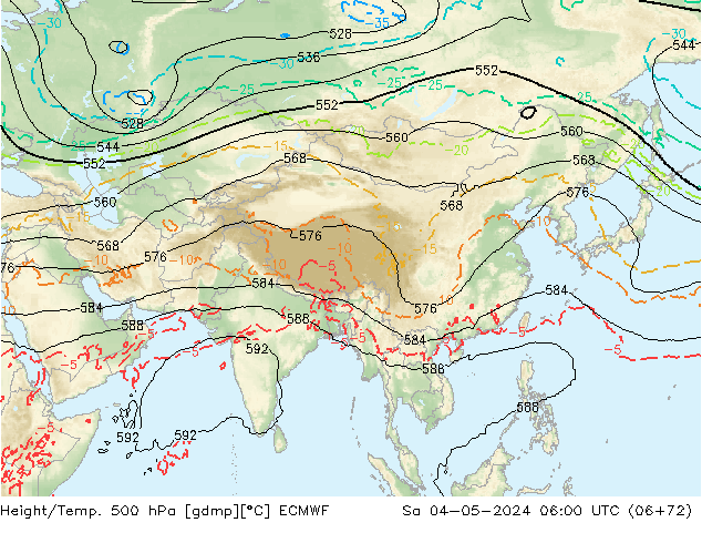 Yükseklik/Sıc. 500 hPa ECMWF Cts 04.05.2024 06 UTC