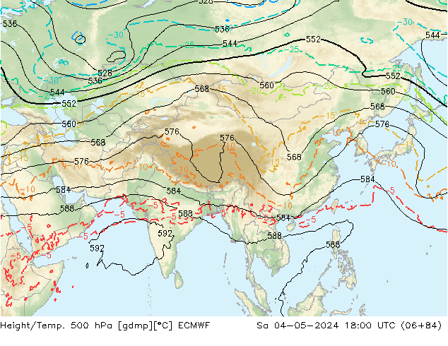 Height/Temp. 500 hPa ECMWF Sa 04.05.2024 18 UTC