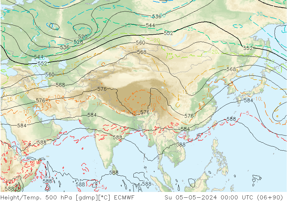 Height/Temp. 500 hPa ECMWF Su 05.05.2024 00 UTC