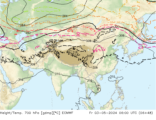 Yükseklik/Sıc. 700 hPa ECMWF Cu 03.05.2024 06 UTC