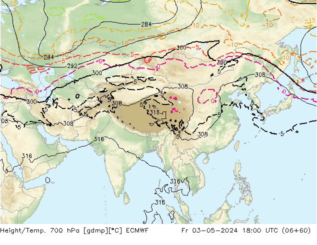 Height/Temp. 700 hPa ECMWF Fr 03.05.2024 18 UTC