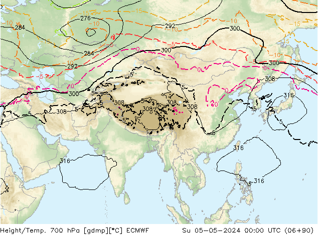 Height/Temp. 700 hPa ECMWF Su 05.05.2024 00 UTC